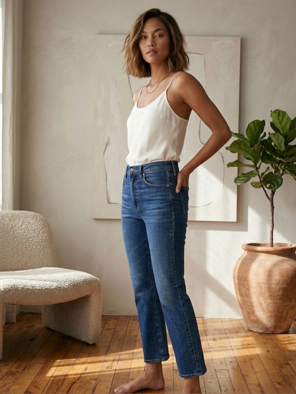 Ag Adriano Goldschmied Kinsley High-Rise Pop Crop Straight Leg Jeans Size 26